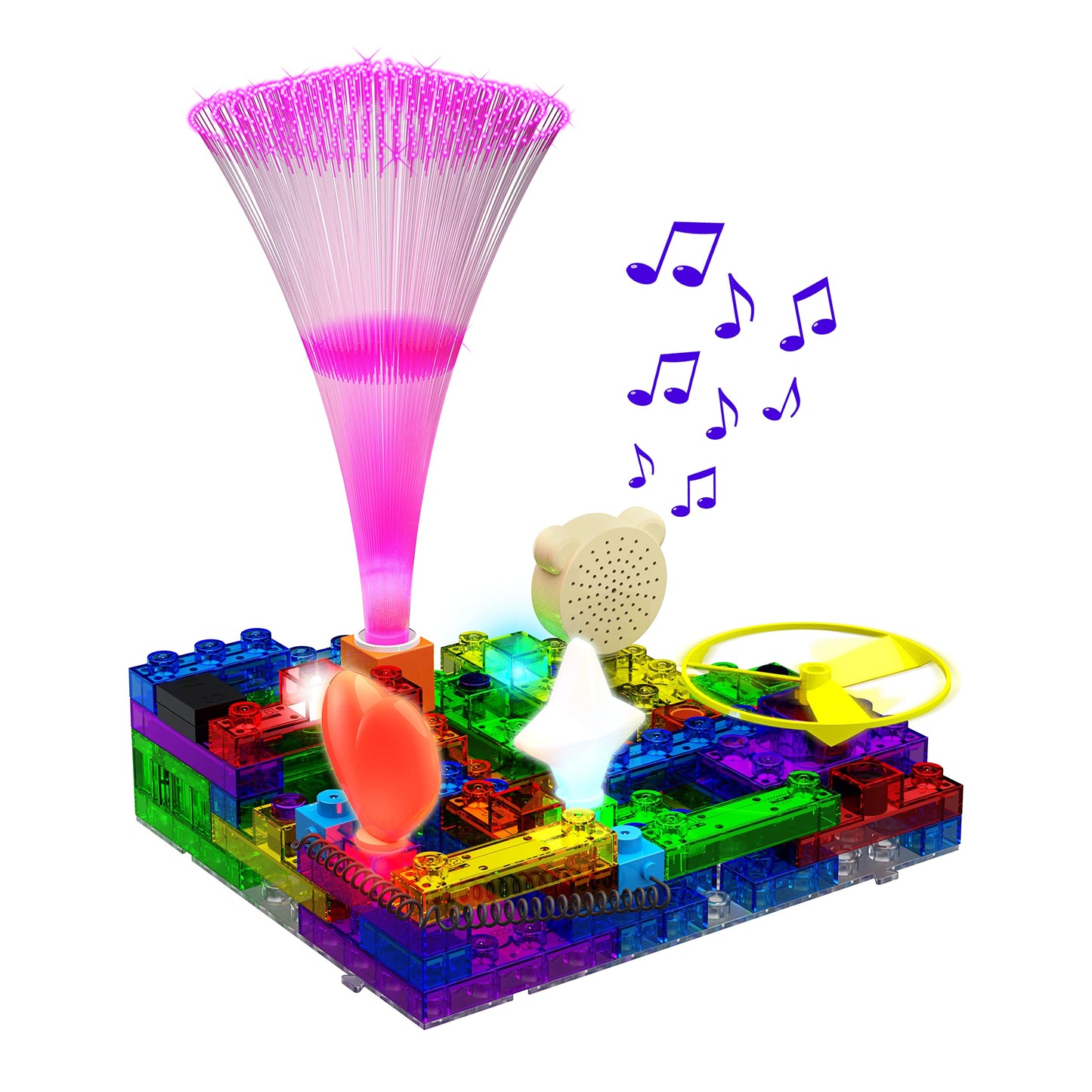 E-BLOX Build Your Own Glowing LED FM Radio Kit, 395 Fun STEM Electrical Science Projects, Building Blocks Circuit Toy Set for Kids, Birthday Gift