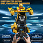 Ufilni Kids Toys Dinosaur Transform Rc Cars, 2.4Ghz Remote Control Car Transforming Robot with Flashing Light, 360° Rotation One Button Deformation