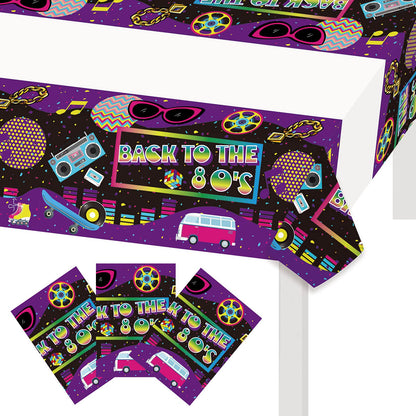 3 Pcs Back to The 80's Tablecloth Retro Radio 80s Party Table Covers for Throwback 80's/Funny 1980's/I Love 80s/Rock Punk Disco Hip Hop 80th Birthday