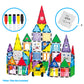 Canvas Tiles Whiteboard with 8 Magnetic Building Tiles & 5 Marker Pens Expansion Construction Blocks STEAM Learning Kits Educational Toy Set Preschool