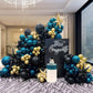 Chrome dark Teal and gold black Balloon Garland Kit 170Pcs Double-Stuffed Navy Teal Blue With Starburst Balloons for Birthday Luxury shop happy grad