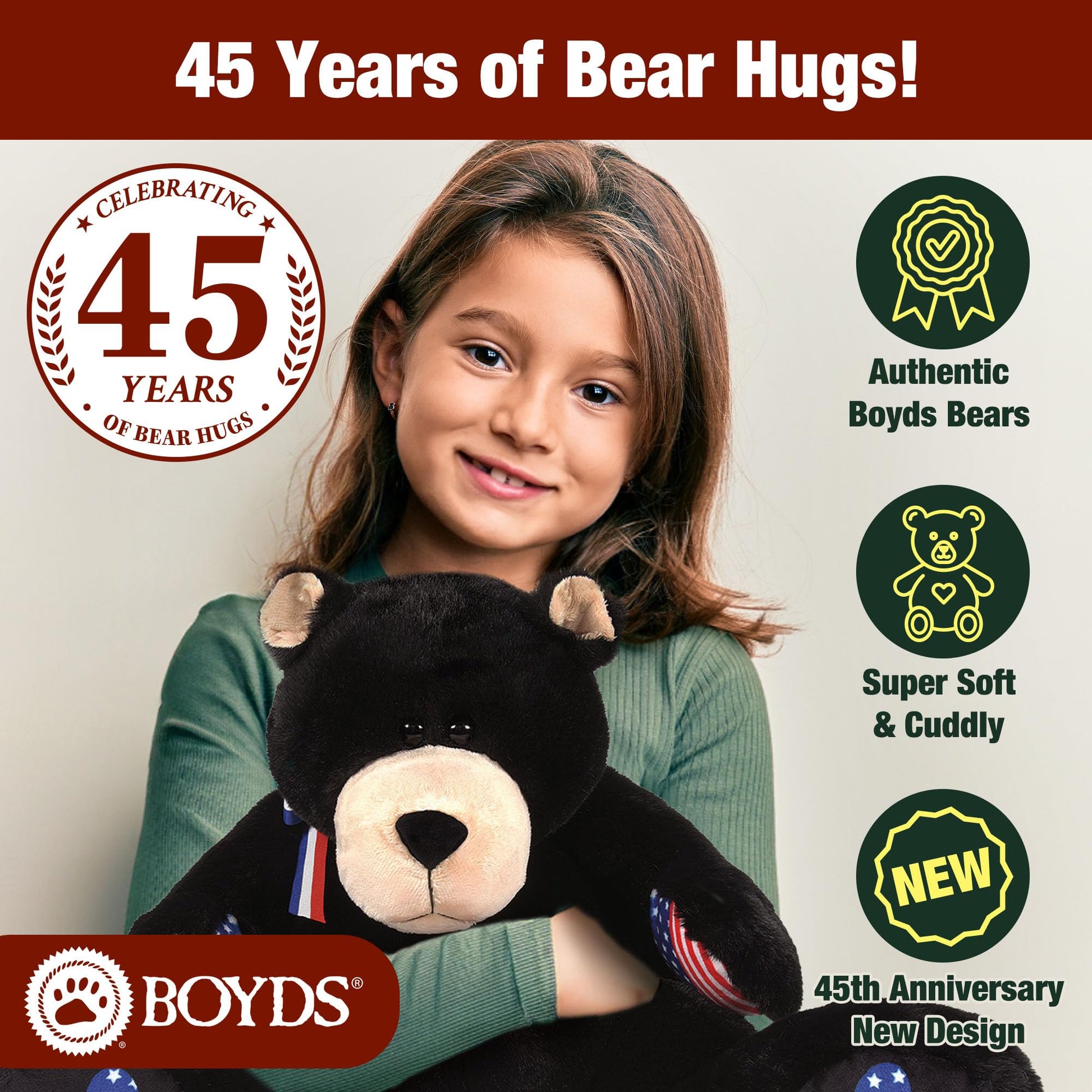 Enesco Boyds Bears 45th Anniversary Bubba Bearsevelt Plush Teddy Bear Stuffed Animals, Collectible Premium Soft Teddy Bear Plushies for Ages 1+