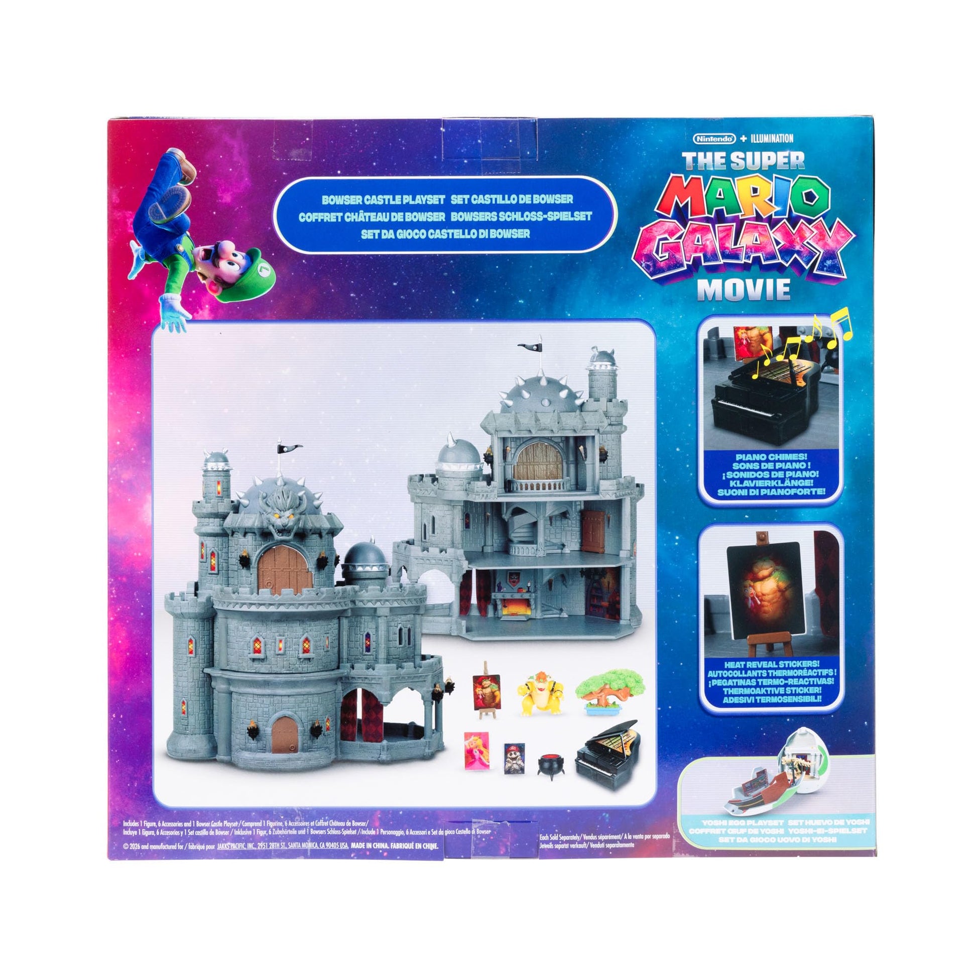 The Super Mario Galaxy Movie - 12" Deluxe Three-Story Bowser Castle Playset with 1.5” Bowser Figure, Piano, Bonsai Tree, Heat-Activated Paintings