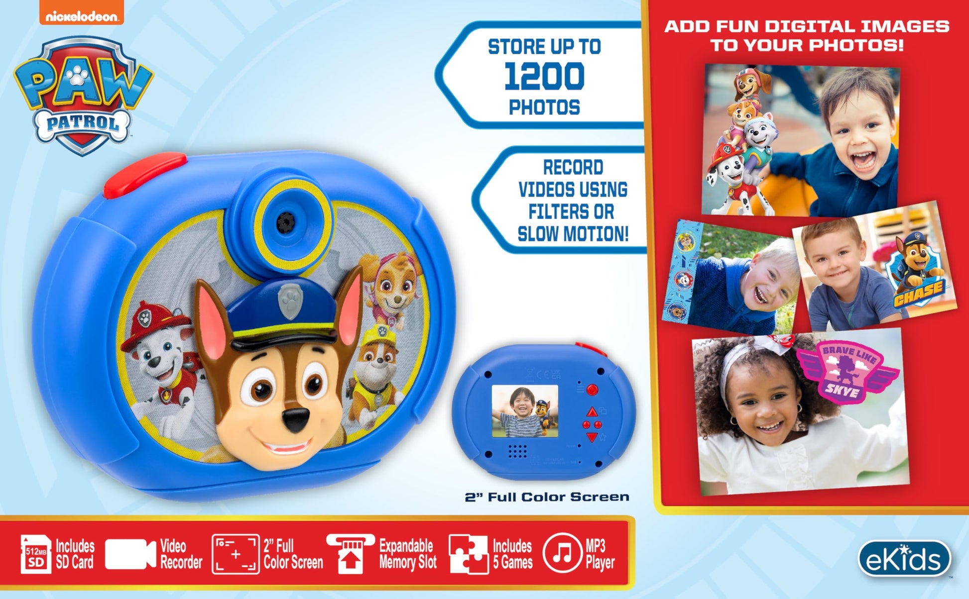 Paw Patrol Kids Camera with SD Card, Digital Camera with Video Recording