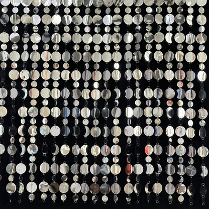 Silver Shimmer Wall Backdrop, 20 Packs Silver Sequin Curtain Circle Dots Garland for Wedding, Birthday, Bachelorette Party, 70s 80s 90s Theme Disco