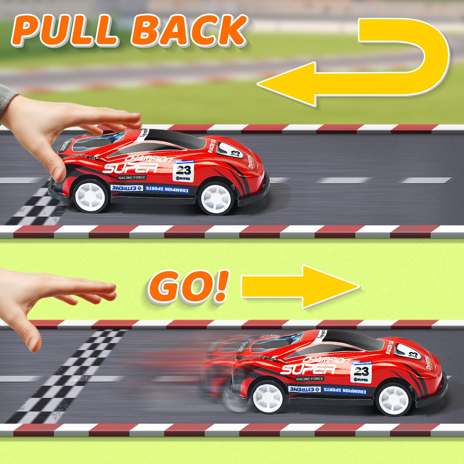 21 Pack Pull Back Toy Cars, Party Favors, Goodie Bag Stuffers, Race Vehicles Bulk, Pinata Fillers, Teacher Treasure Prize Box Toys for Boys Girls
