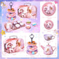 Unicorn Tea Party Set for Girls, Pretend Play Toy with Pink Tin Teapot, 4 Cups & Plates, Portable Carrying Case, Educational Gift for Toddlers Ages 3
