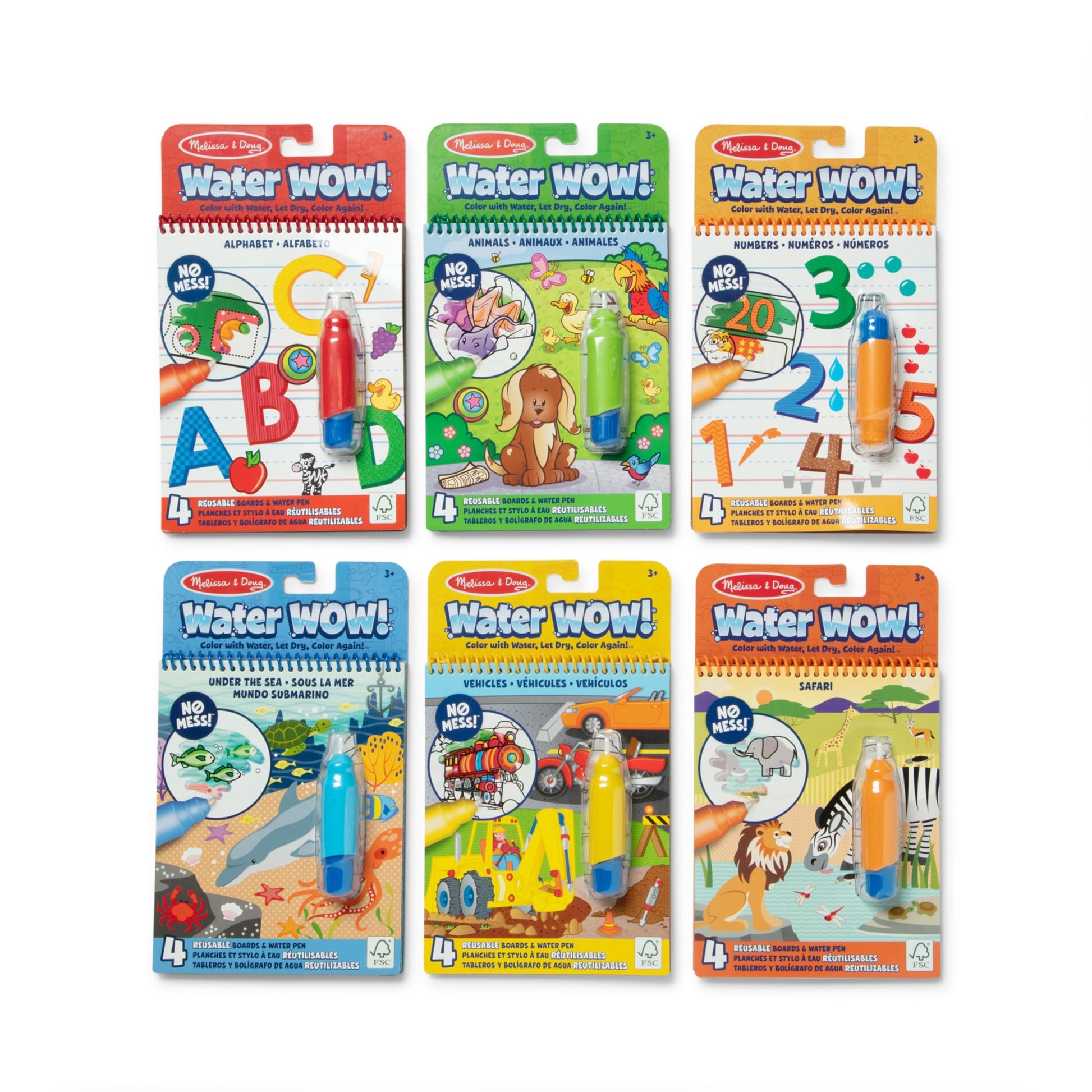 Melissa & Doug Water Wow! 6-Pack Bundle, Reusable Mess-Free Coloring Books