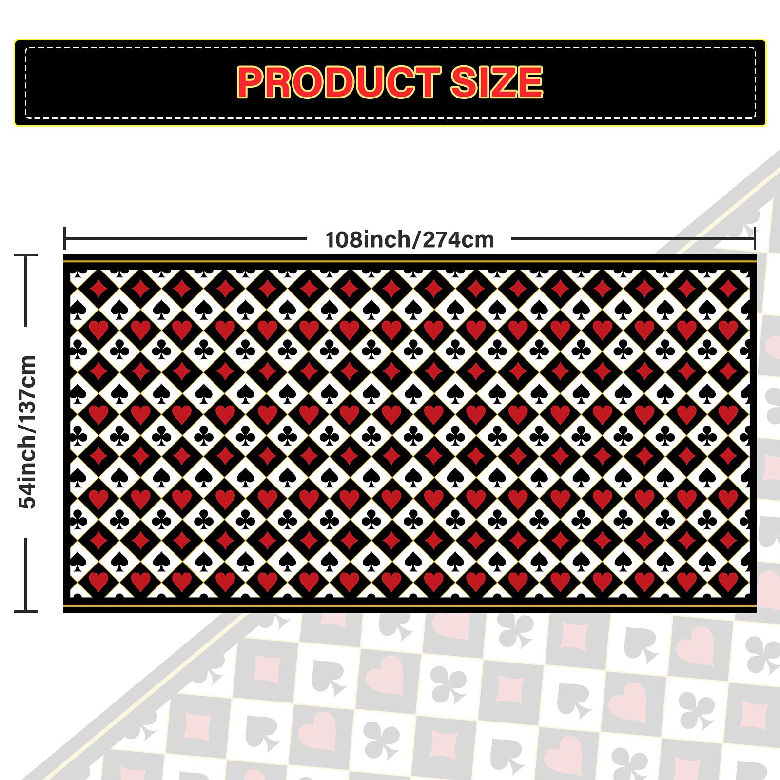 Irenare 3 Pcs Casino Poker Party Tablecloths Decor Poker Plastic Disposable Card Table Cover for Picnic Birthday Las Vegas Casino Theme Wedding Party