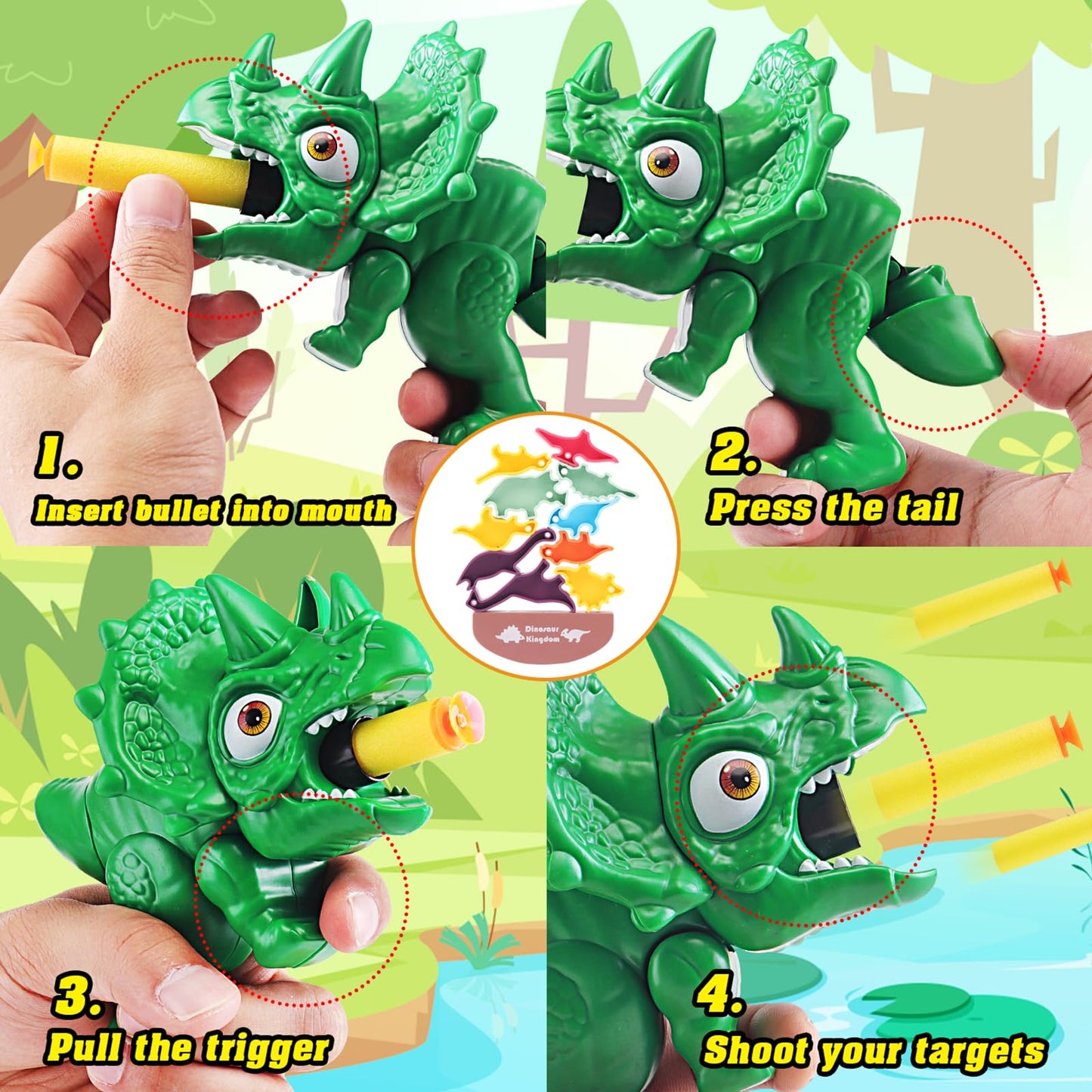 Dinosaur Shooting Game Toy Nerf Gun for Toddlers 3-8 Years 20 Darts