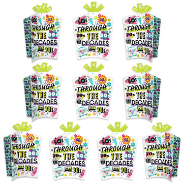 Big Dot of Happiness Through the Decades - Table Decorations - 50s, 60s, 70s, 80s, and 90s Party Fold and Flare Centerpieces - 10 Count