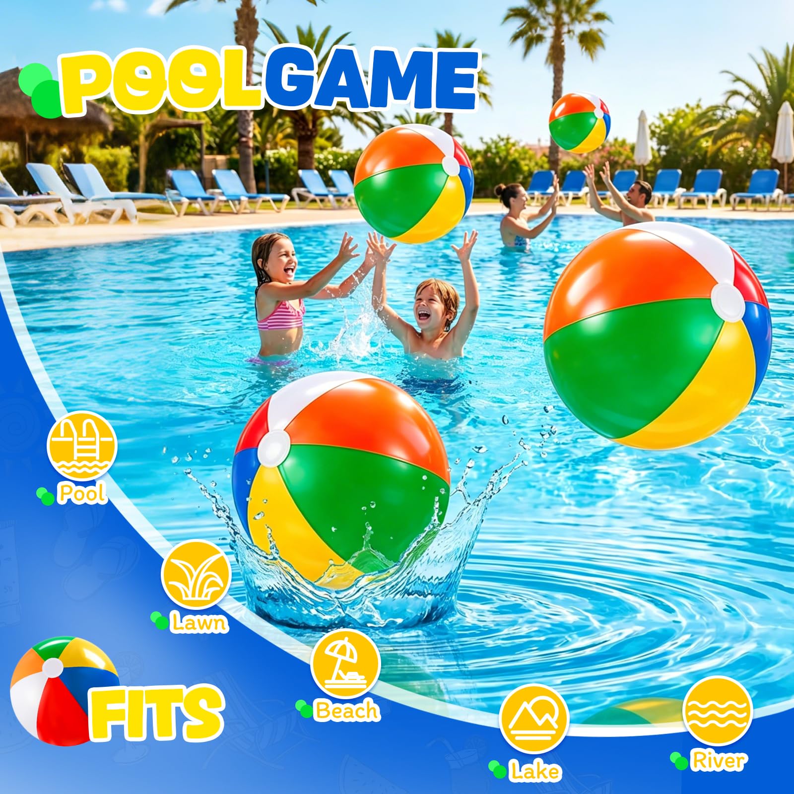 YANLIFY Beach Balls Rainbow Color Pool Toys for Swimming Pool, Summer Water Games Large Inflatable Beach Toys for Birthday Party (Beach Balls (4 PCS