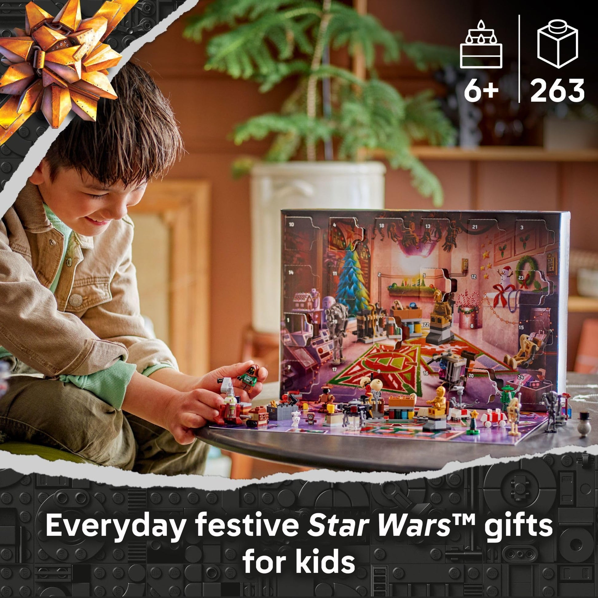 LEGO Star Wars Advent Calendar 2025 Kids Toy - Holiday Countdown Playset with 24 Toys for Boys & Girls, Ages 6+ - Includes C-3PO & BB-8 Figures - Star