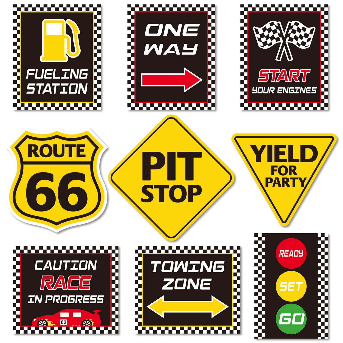 Huray Rayho Race Car Birthday Party Supplies Checkered Flags Racing Happy Birthday Party Signs Cutouts Cars Birthday Party Supplies Let's Go Racing