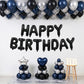 TONIFUL Black Happy Birthday Balloons Banner Decoration 16 Inch Mylar Foil Letters Birthday Sign Banner Bunting Reusable for 30th 40th 50th 60th Men