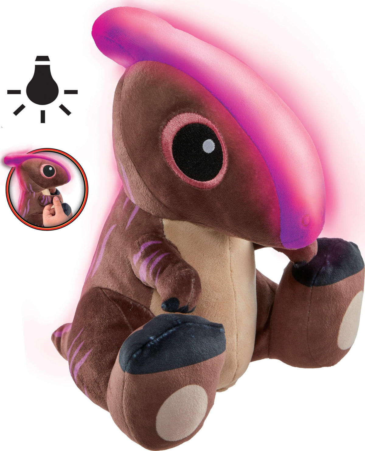 Mattel Jurassic World: Chaos Theory Dinosaur Plush Toy, Parasaurolophus with Glowing Feature, Floppy Legged 10-inch Soft Doll Collectible