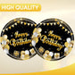 50Pcs Birthday Plates Black and Gold Party Decorations 7 Inch Paper Dessert Plates Party Tableware, for Cake Salad Fruit, Happy Birthday Party