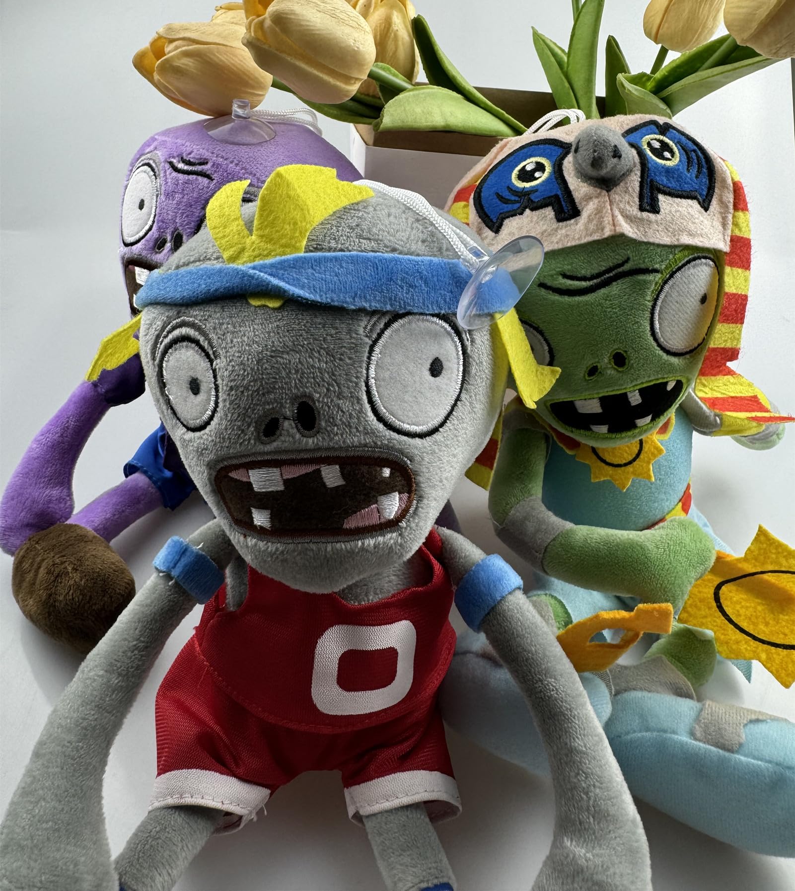 JHESAO 3 PCS Plants and Zombies Plush Zombies Sets Toy Sport Zombie, 1 2 Stuffed Soft RA Purple Zombie Doll, PVZ Plushies Figure Doll New
