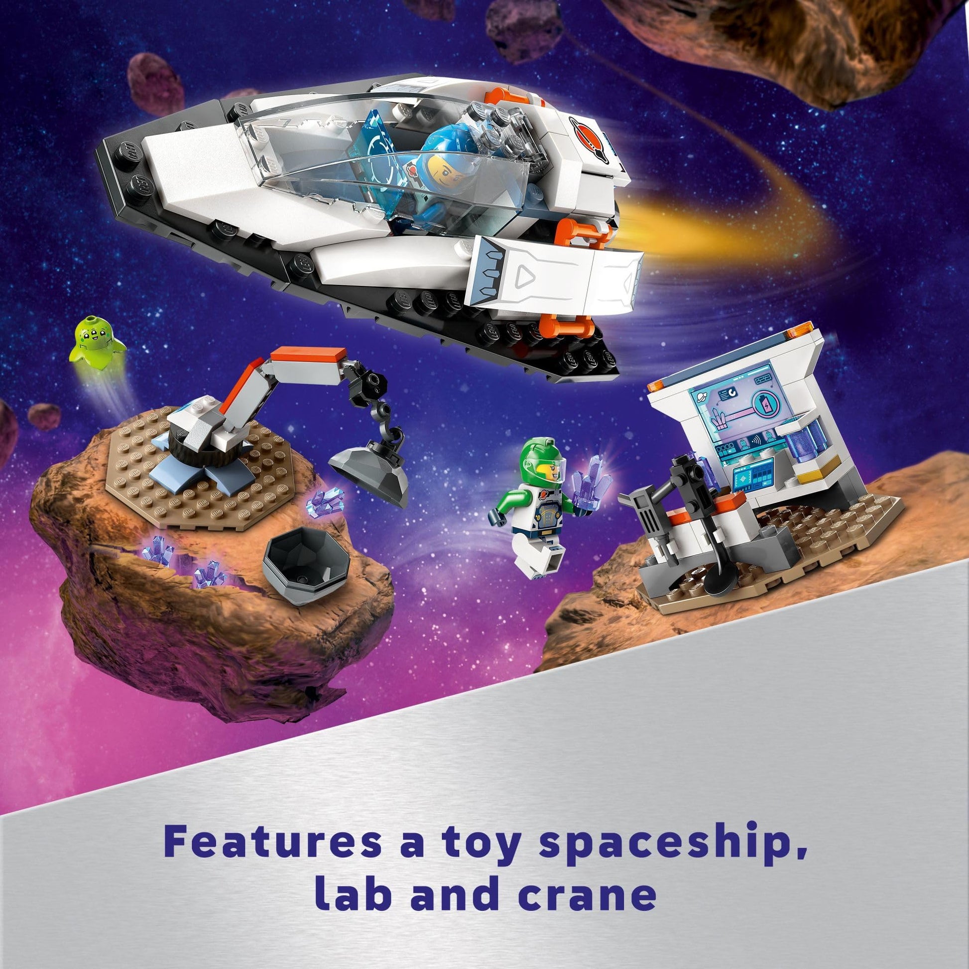 LEGO City Spaceship and Asteroid Discovery Toy Building Set, Gift for Kids Ages 4 Years Old and Up who Love Pretend Play, Includes 2 Space Crew