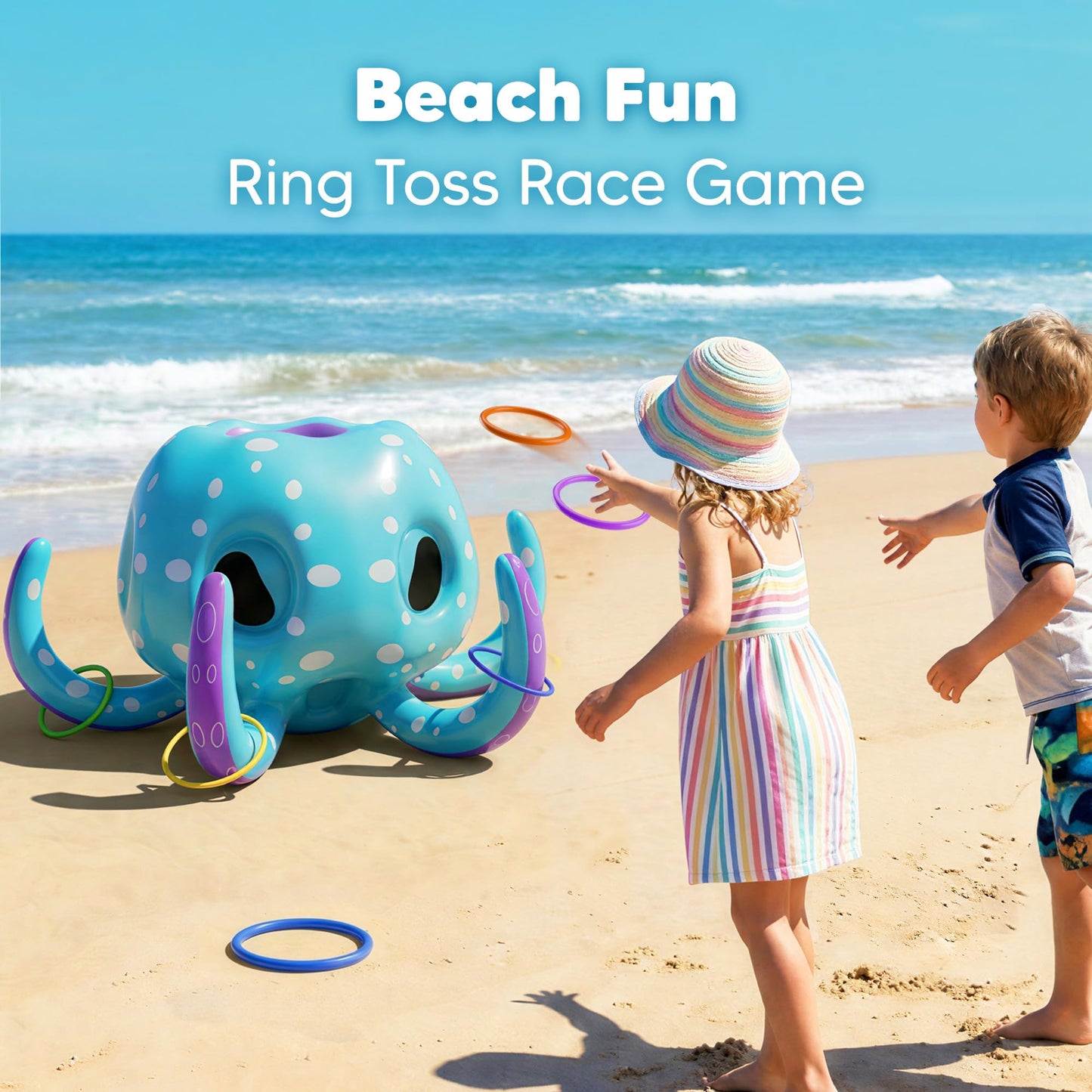 Funscape Octopus Pool Toys, 2-in-1 Inflatable Water Floating Pool Game