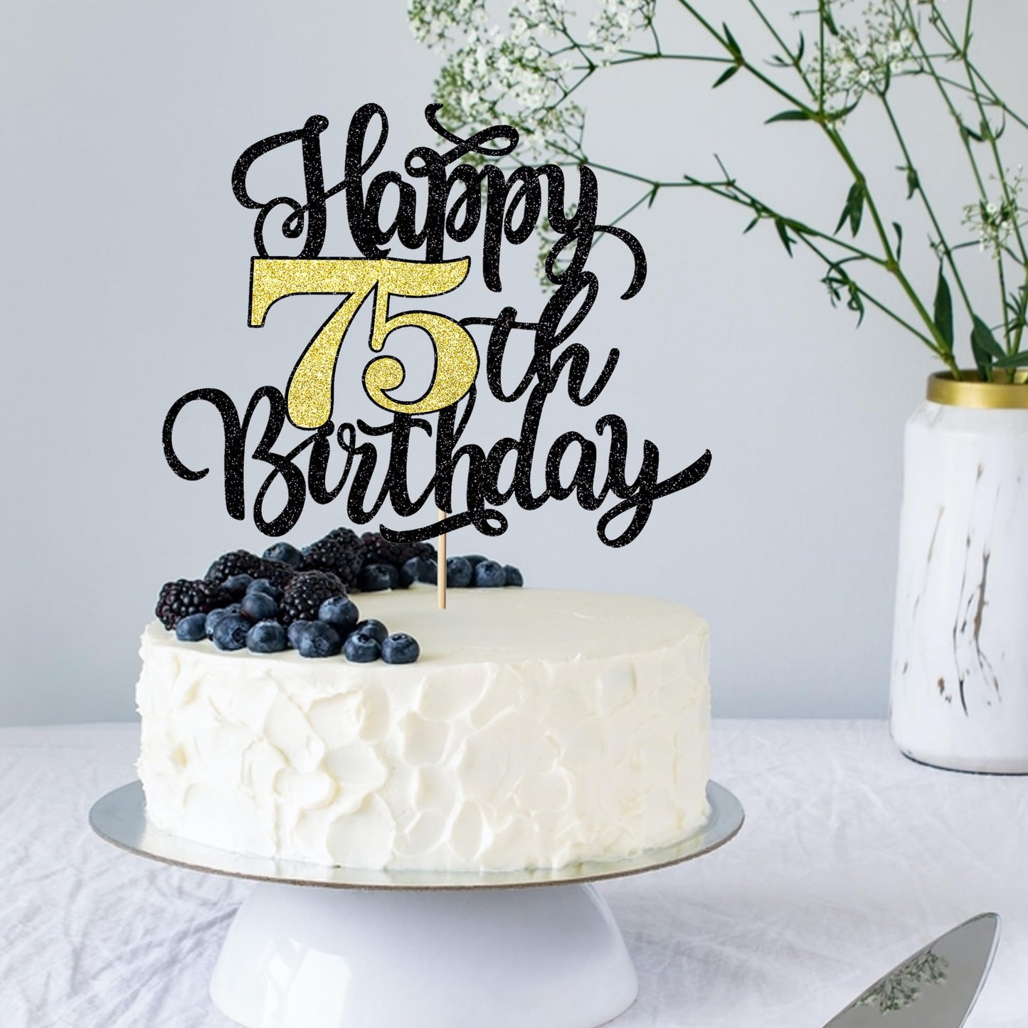 Leetaivie Happy 75th Birthday Cake Topper, 75th Birthday Cake Decorations