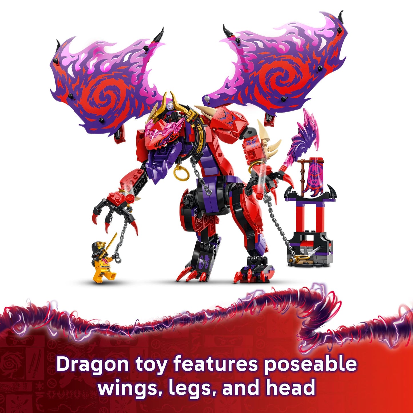LEGO NINJAGO Thunderfang Dragon of Chaos Building Toy for Kids Ages 8+ - Dragon Rising Playset with 6 Minifigures and Poseable Figure - Birthday Gift