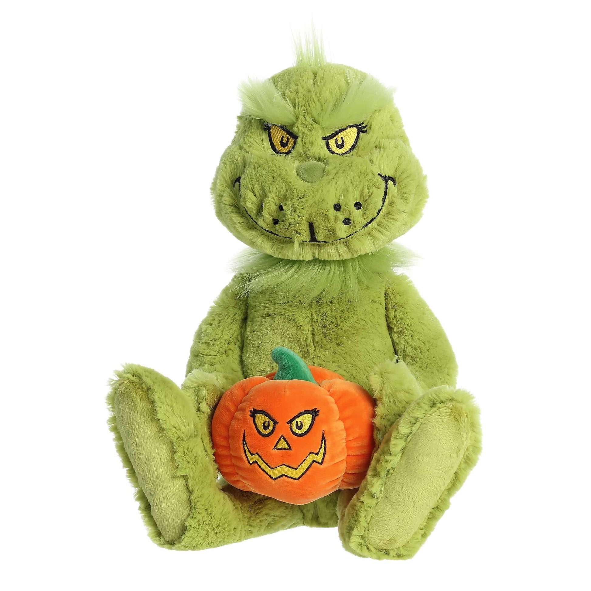 Aurora Spooky Dr. Seuss Jack-O-Lantern Grinch Stuffed Animal - Officially Licensed Plush for Imaginative Play - Perfect for Halloween Decorations