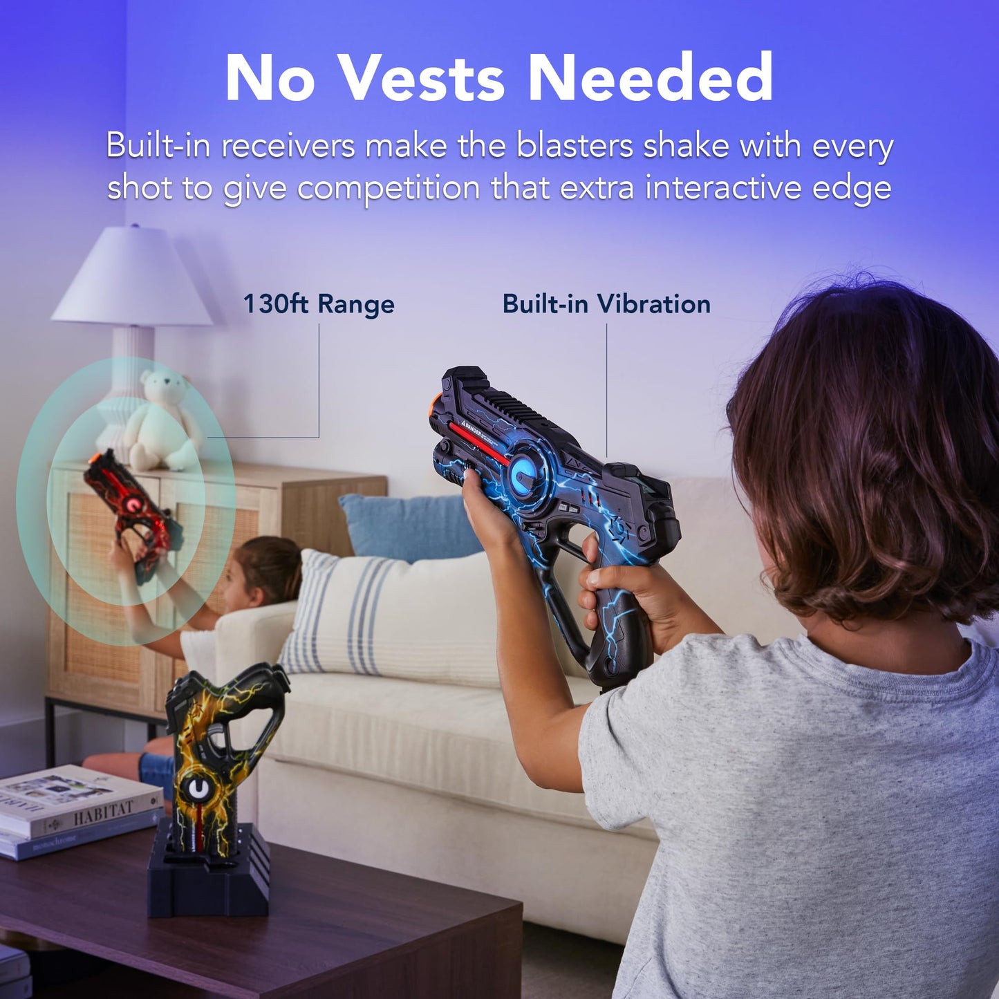Best Choice Products Set of 4 Laser Tag Blasters, Rechargeable Infrared Lazer Tag Set & Docking Station, No Vests Needed - Red/Yellow/Blue/Green