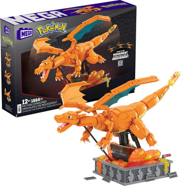 MEGA Pokémon Building Toys Set Motion Charizard with 1664 Pieces and Wing Movement, for Adult Collectors