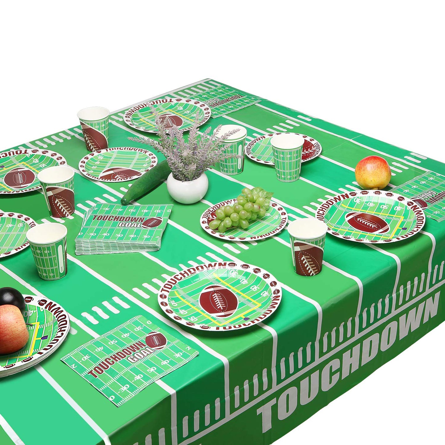 Gatherfun Football Theme Party Disposable Tablecloth Plastic Touchdown Table Cover for Birthday Football Party Games Decoration 54 X 108Inch 3 Pack