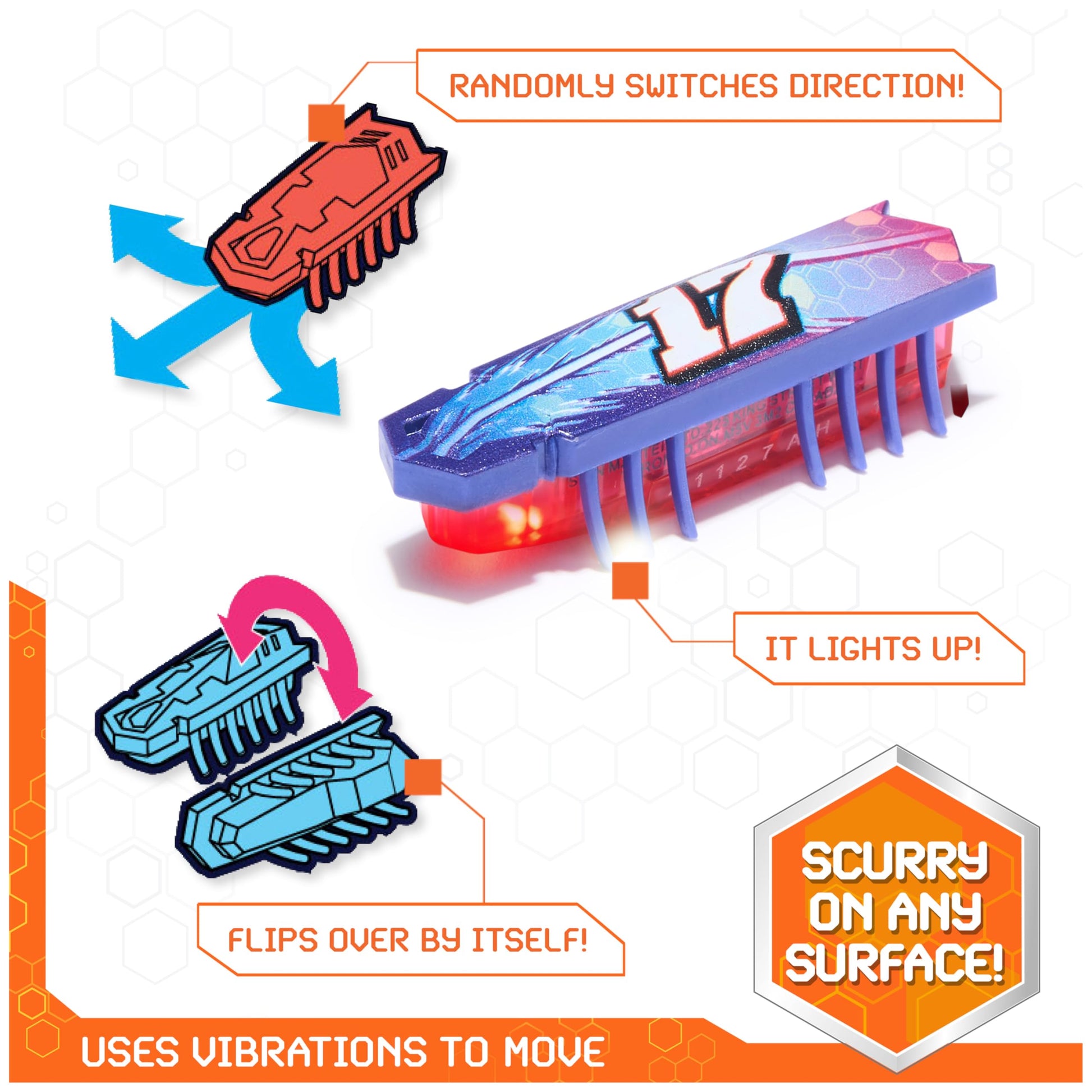 HEX Bots Nano On-The-Go Launcher with 1 Bonus Flash Nano, Autonomous Mini Robot Sensory Toy and Carrying Case, Toy Playsets for Kids Ages 3 and up