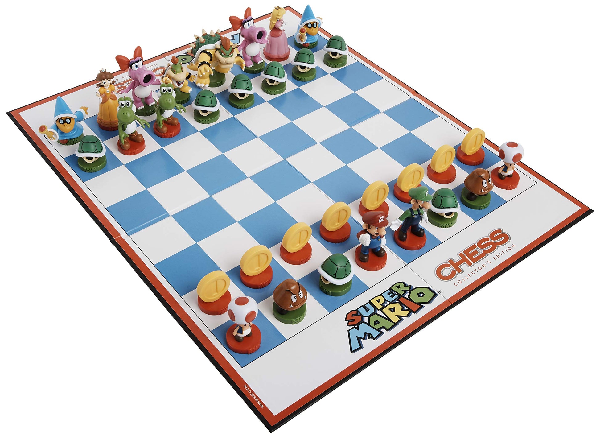 Super Mario Chess Set, 32 Custom Sculpt Game Pieces Including Iconic Characters: Mario, Luigi, Peach, Toad, Bowser, Super Mario Themed Chess Game