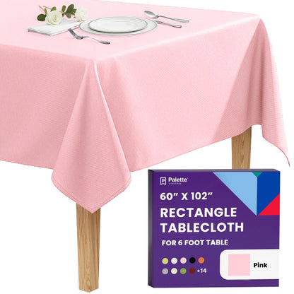 Gee Di Moda Rectangle Tablecloth - 60 x 102 Inch Pink Table Cloth for 6 Foot Rectangle Tables - Heavy Duty Washable Fabric - for Holiday Party