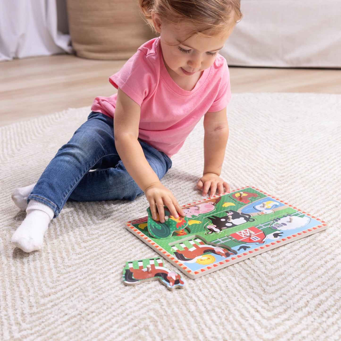 Melissa & Doug Wooden Peg Puzzle Set - 4-Pack Vehicle, Farm, Safari & Pet Animal Themes - Educational Puzzles for Toddlers and Preschoolers Ages 2+