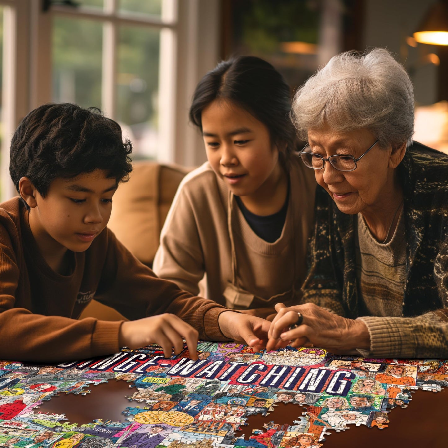 White Mountain 1000 Piece Jigsaw Puzzle TV Shows Pop, Binge Watching
