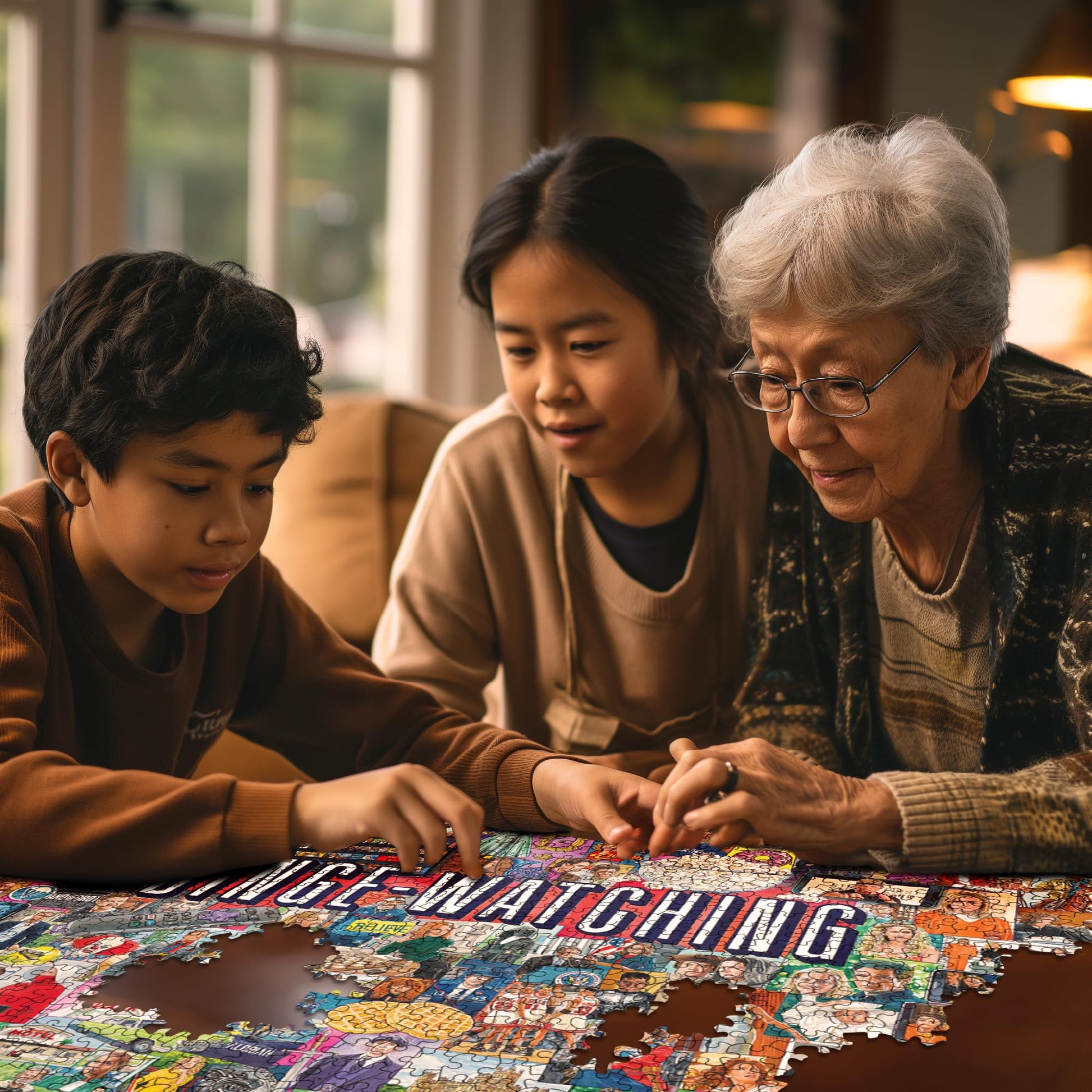 White Mountain 1000 Piece Jigsaw Puzzle TV Shows Pop, Binge Watching
