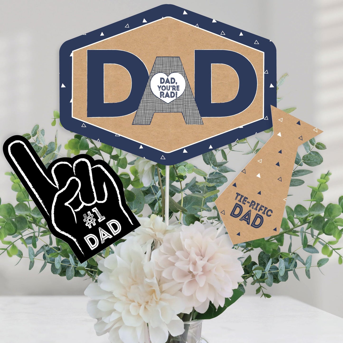 Big Dot of Happiness My Dad is Rad - Father's Day Centerpiece Sticks - Table Toppers - Set of 15