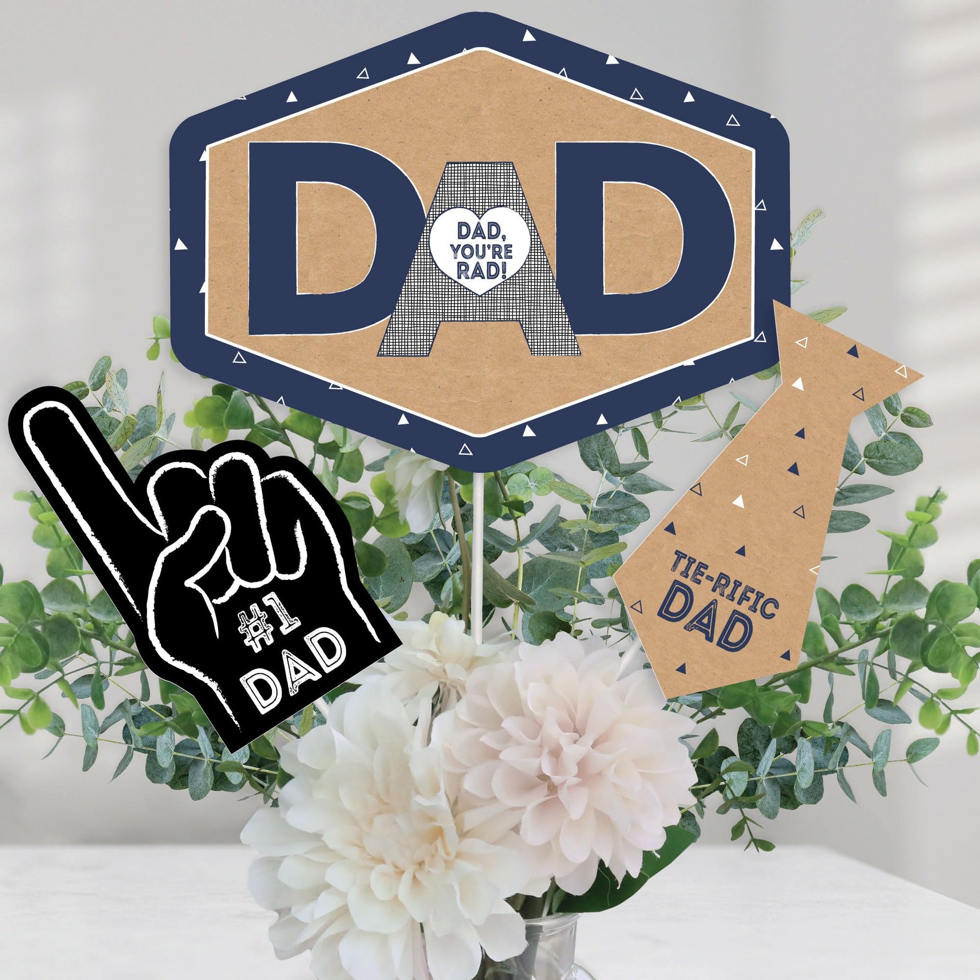 Big Dot of Happiness My Dad is Rad - Father's Day Centerpiece Sticks - Table Toppers - Set of 15