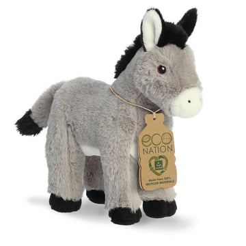 Aurora® Responsibly Made Eco Nation™ Donkey Stuffed Animal - Ideal for Playtime Adventures - Perfect for Birthdays or Just Because - Gray 8.5 Inches