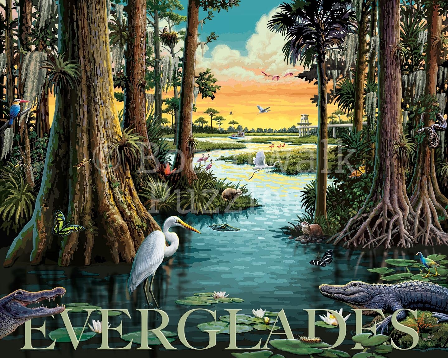 Boardwalk Everglades 500 Piece Jigsaw Puzzle Wildlife Nature Florida Puzzles with Premium Box, Gift for Adults and Family 16"x20"