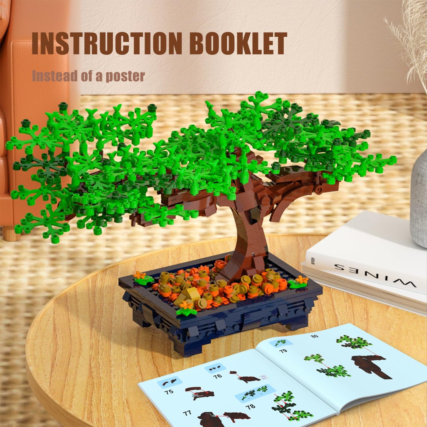TENHORSES Bonsai Tree Building Set for Adults, Creative Plants Building Kit Botanical Home Decor Icons Cool Birthday Gift for Adults Kids (817Pcs)