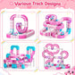 Lukxi Pink Electric Train Set for Girls, 170PCS Magnetic Train Track with Heart-Shaped Design, DIY Anti-Gravity 3D Race Track, STEM Educational Toy