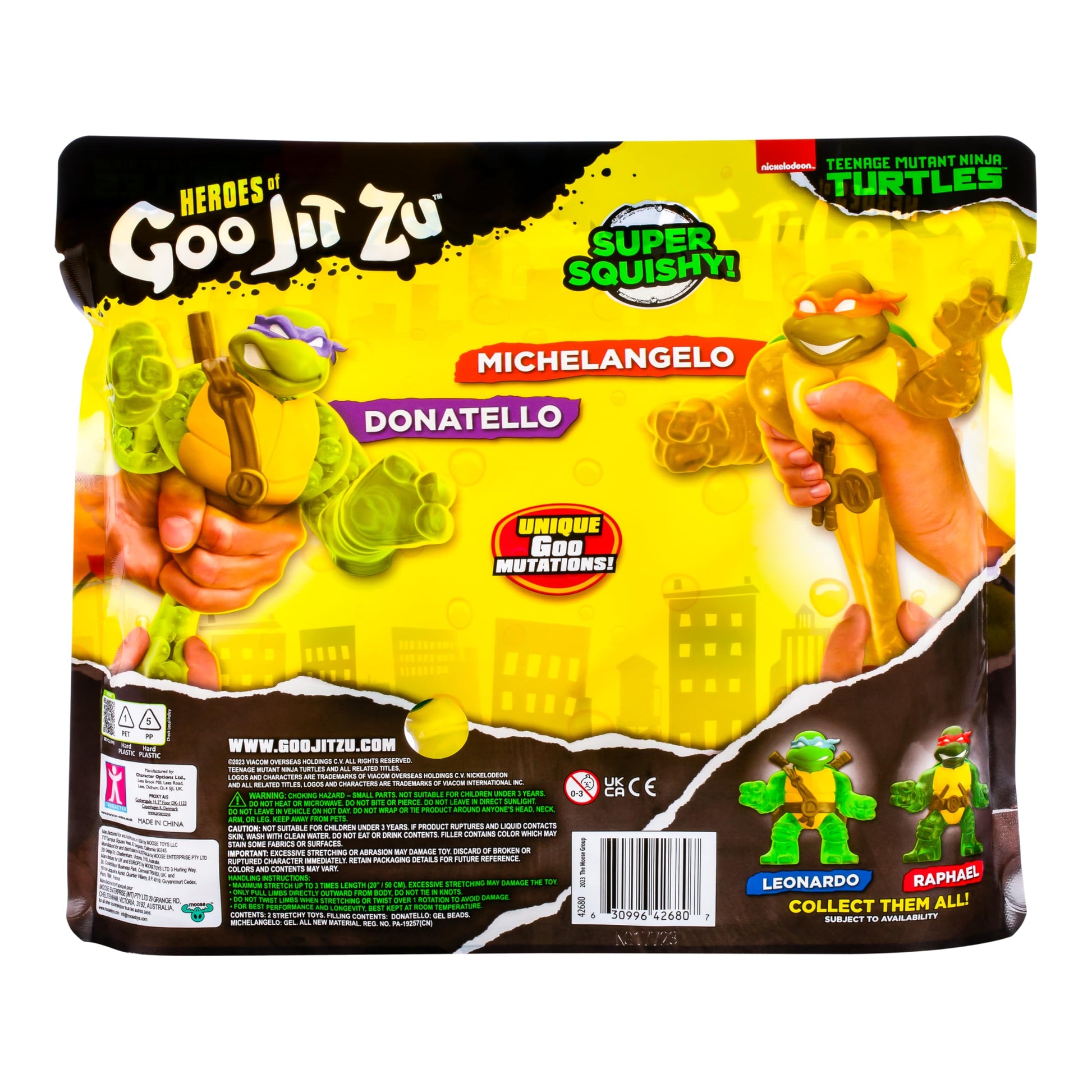 Heroes of Goo Jit Zu Teenage Mutant Ninja Turtles | Turtle Power Team Up 2-Pack | Super Squishy | Super Stretchy Toy Figures | Donatello and