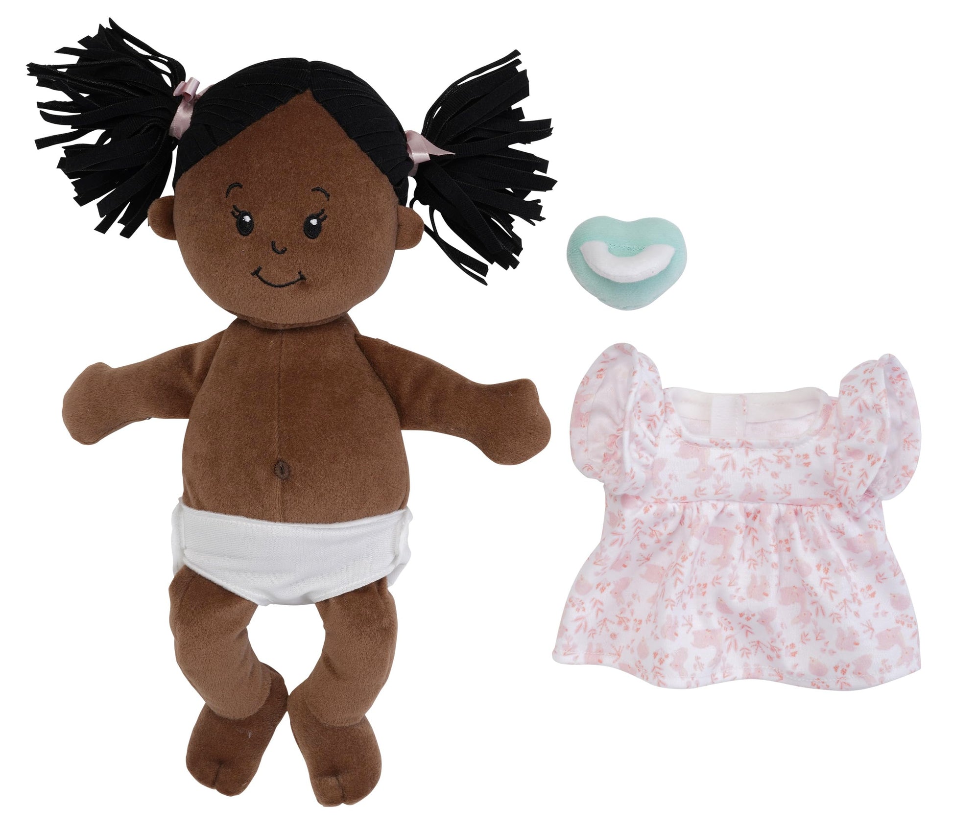 Manhattan Toy Love, Stella Soft Baby Doll, Brown with Black Pigtails