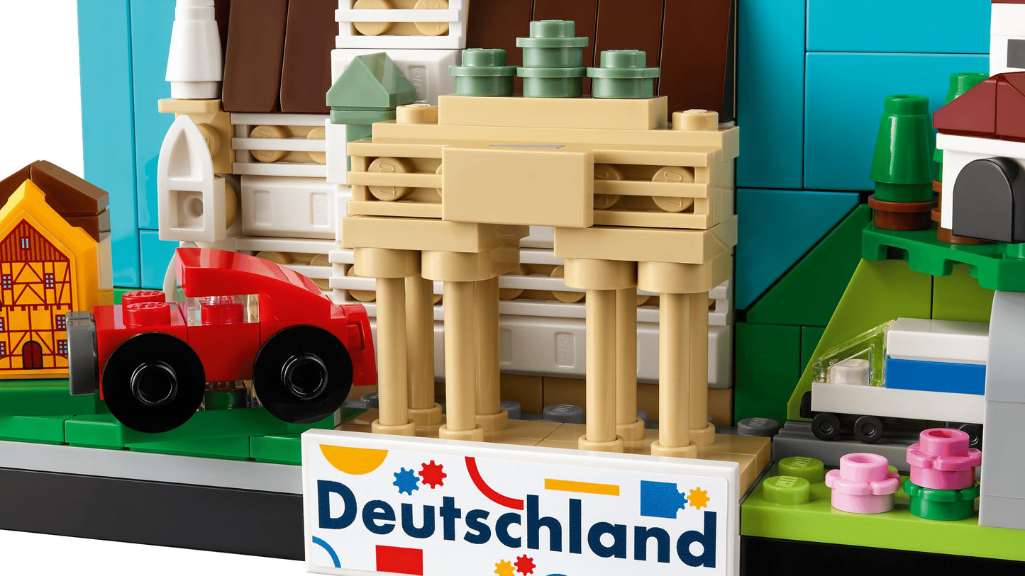 LEGO Creator Germany Postcard - 240-Piece 3D Landmark Building Set with Brandenburg Gate & Munich New Town Hall, Collectible Travel Souvenir Display