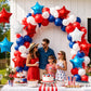 18 Pieces 18 Inches Red White Blue Stars Balloons, USA Themed Aluminum Foil Balloons for 4th of July, Independence Day Patriotic Birthday Party