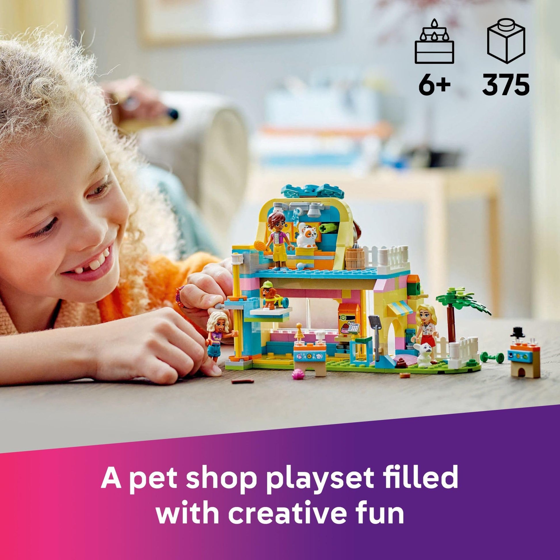 LEGO Friends Pet Accessories Shop Pretend Play Set - Building Toy for Kids, Girls and Boys, Ages 6+ - with 3 Minidolls, Toy Dog, Cat, & Rabbit - Gift