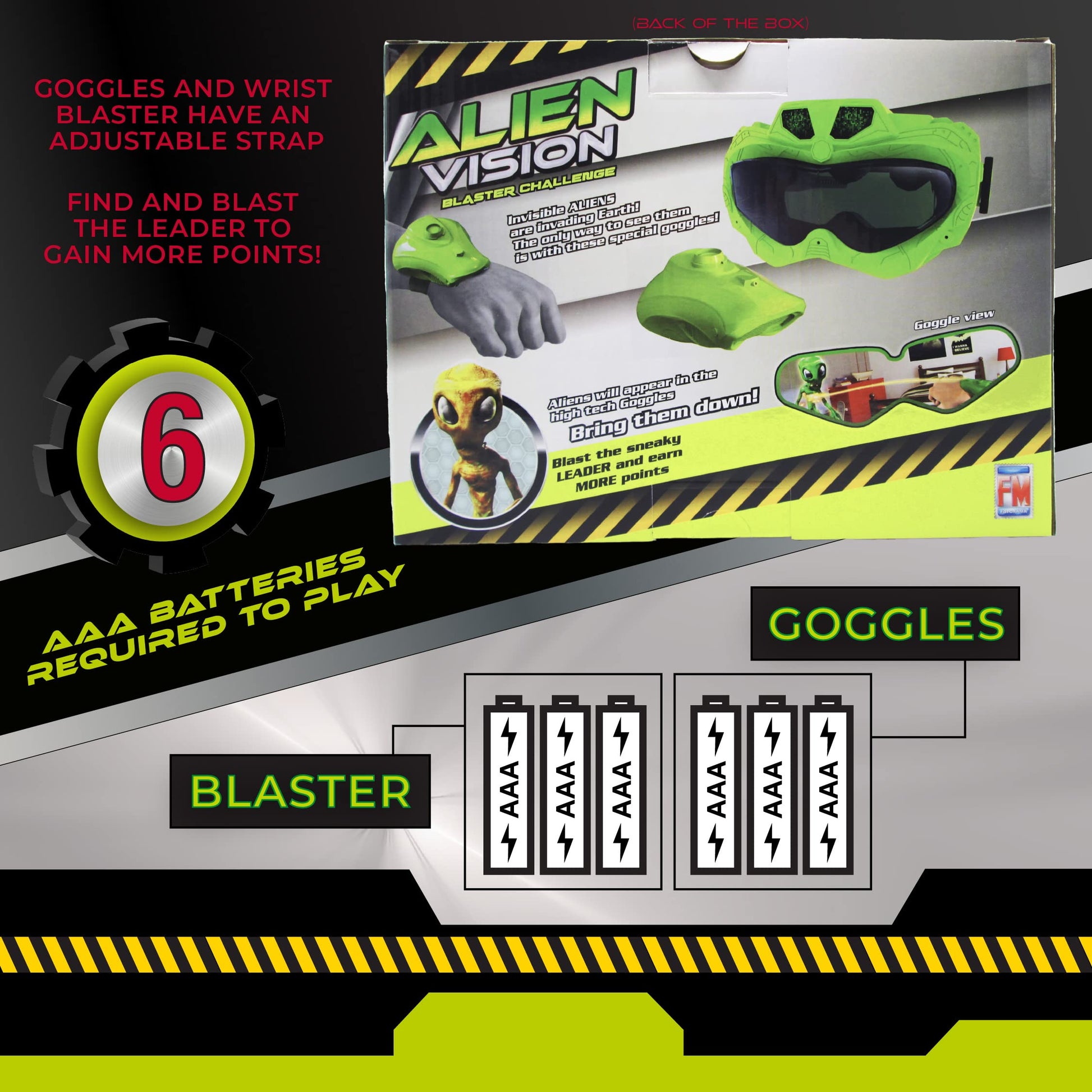 Fotorama Alien Vision Shooting Game, Goggles and Wrist Blaster Toy