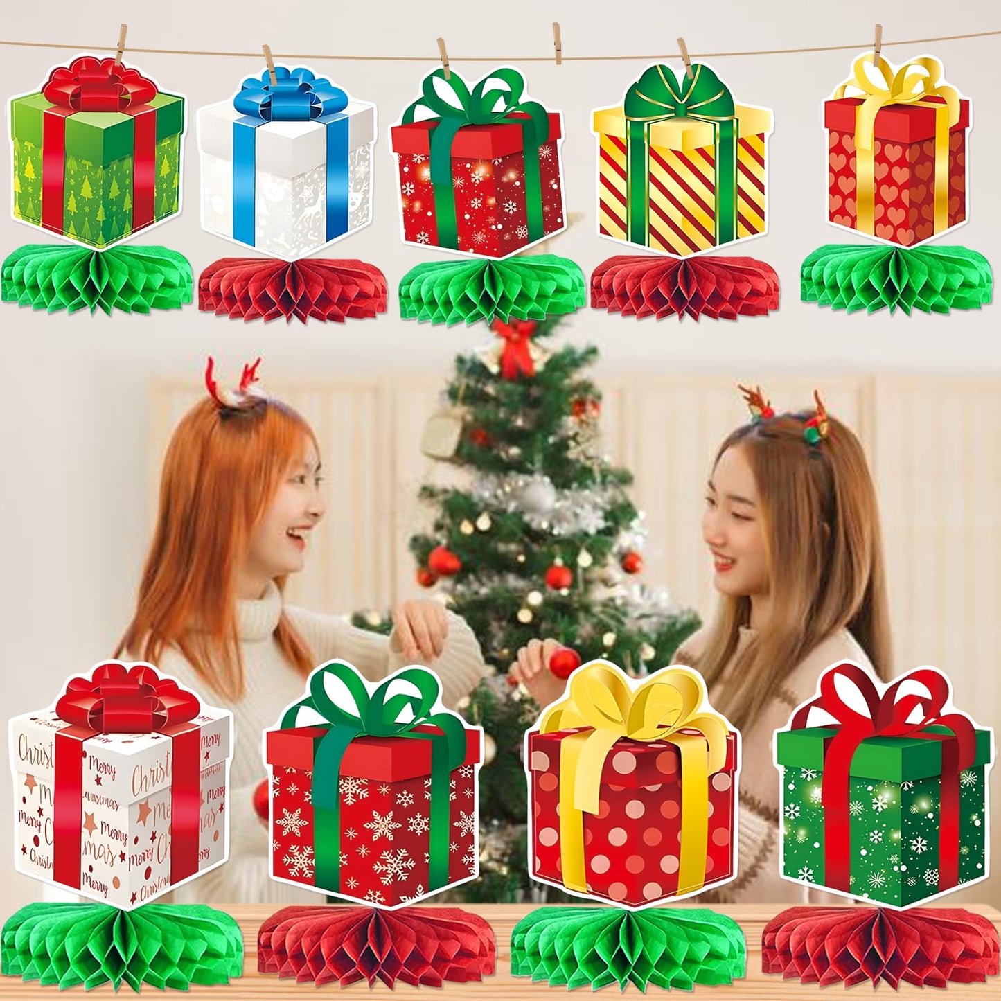 Christmas Party Decorations Christmas Honeycomb Centerpieces Holiday Party Decorations for Christmas Party Table Decorations Funny Christmas Party