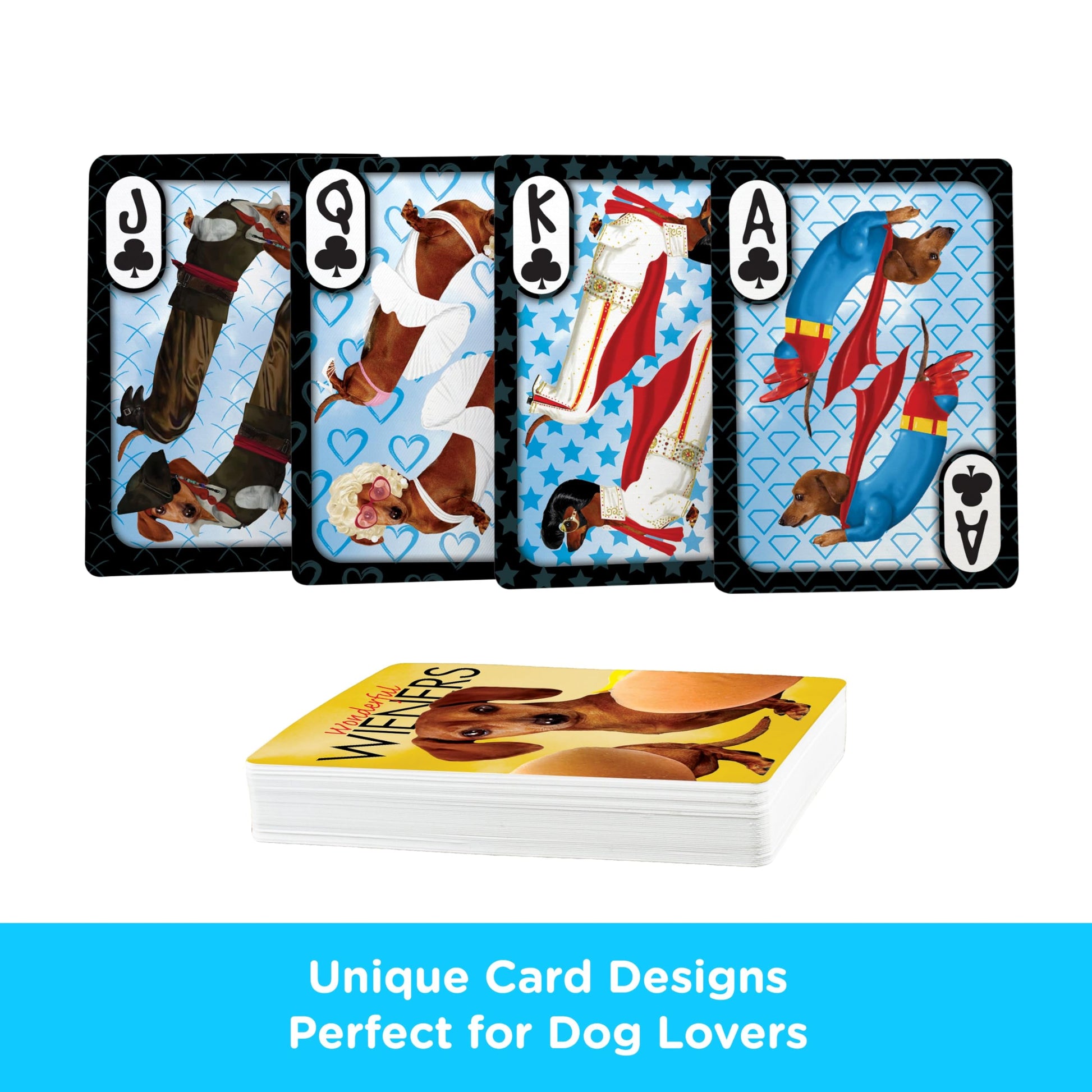 AQUARIUS Wonderful Wieners Playing Cards - Cute Weiner Dog Themed Deck of Cards for Your Favorite Card Games - Weiner Dog Merchandise & Collectibles